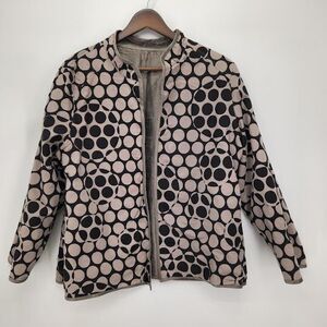 New Chicos Betsy Open Front Jacket Tuscan Tan Dot Galore Reversible Size 2 Large